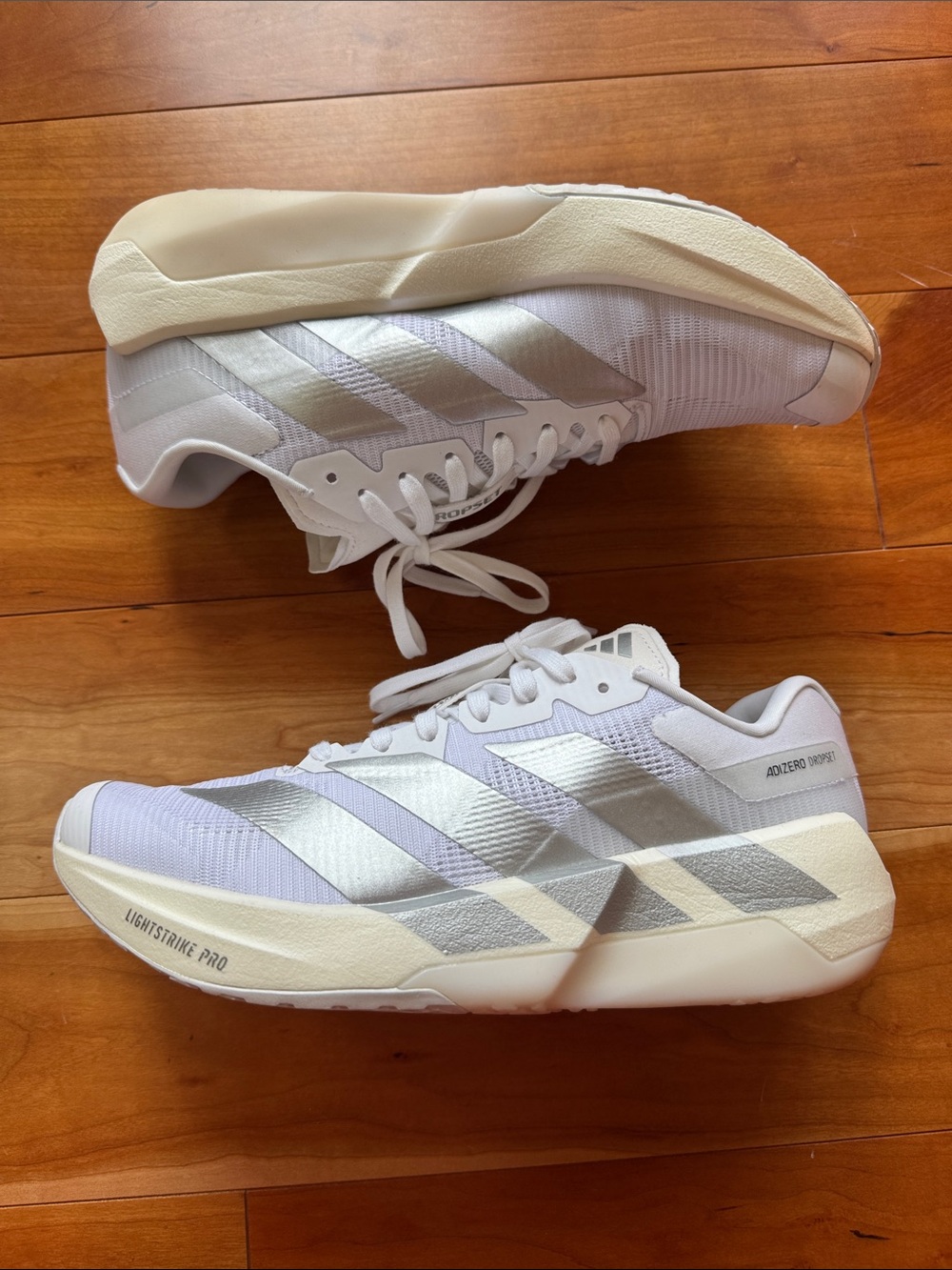 adidas Women's White/Silver adizero dropset Shoes - Lightstrike Pro Sz 8